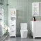 Bathroom Cabinet Tower with 3 Storage Drawers and 2 Shelves in White Wood Finish